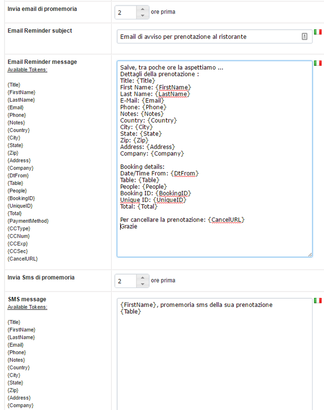 reminder x ore prima dell'appuntamento