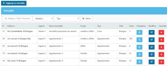 vedi tutti gli immobili case e ville della tua agenzia immobiliare. gestione automatizzata