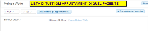 lista appuntamenti per paziente immediatamente visibile nella scheda personale
