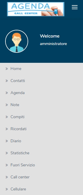 MENU AGENDA CALL CENTER principale