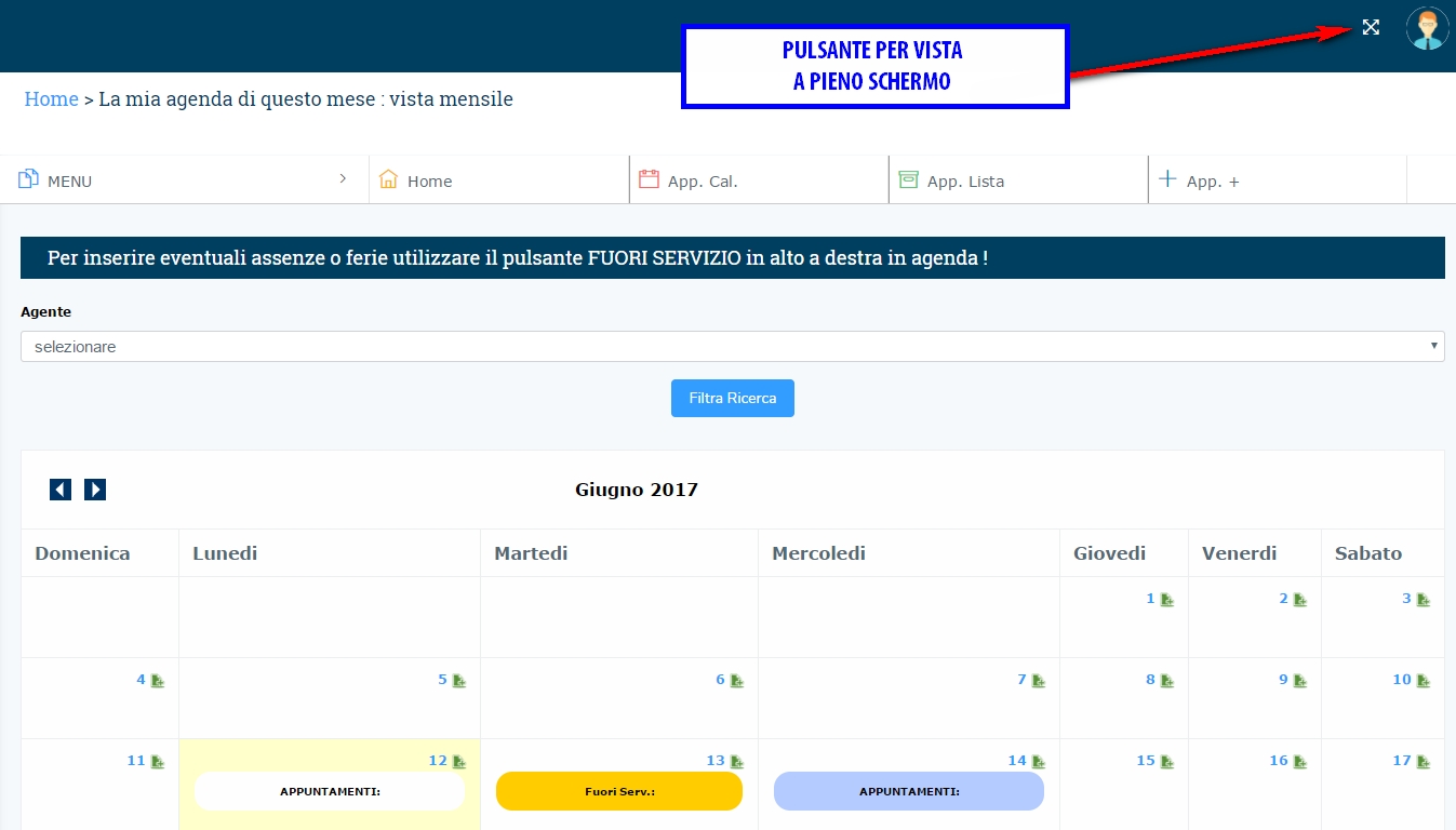 Per vedere a pieno schermo la pagina ecco il pulsante 
