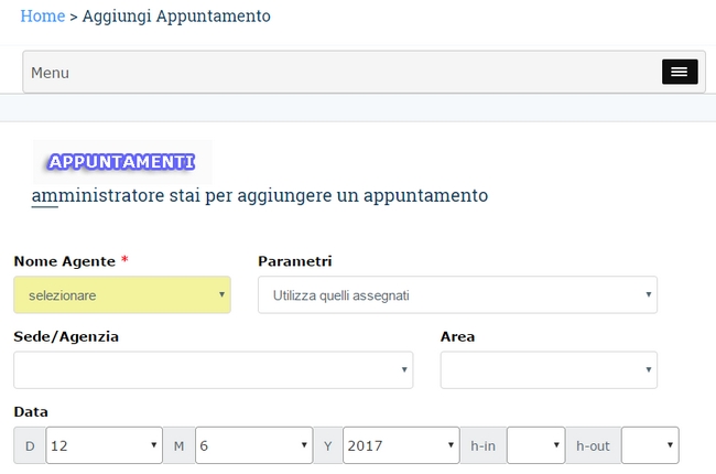 inserisci appuntamento