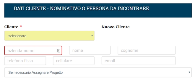 Inserisci un appuntamento cliente call center