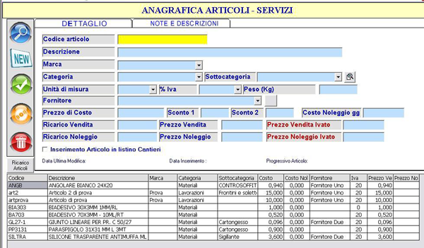 anagrafica articoli