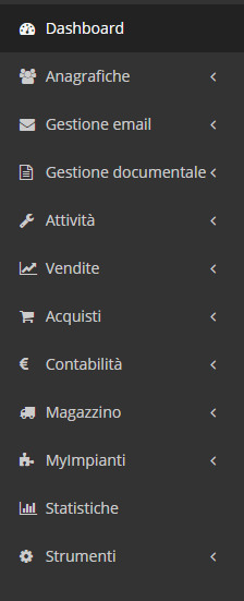 menu principale programma gestione assistenza e manutenzione impiantisti ed installatori