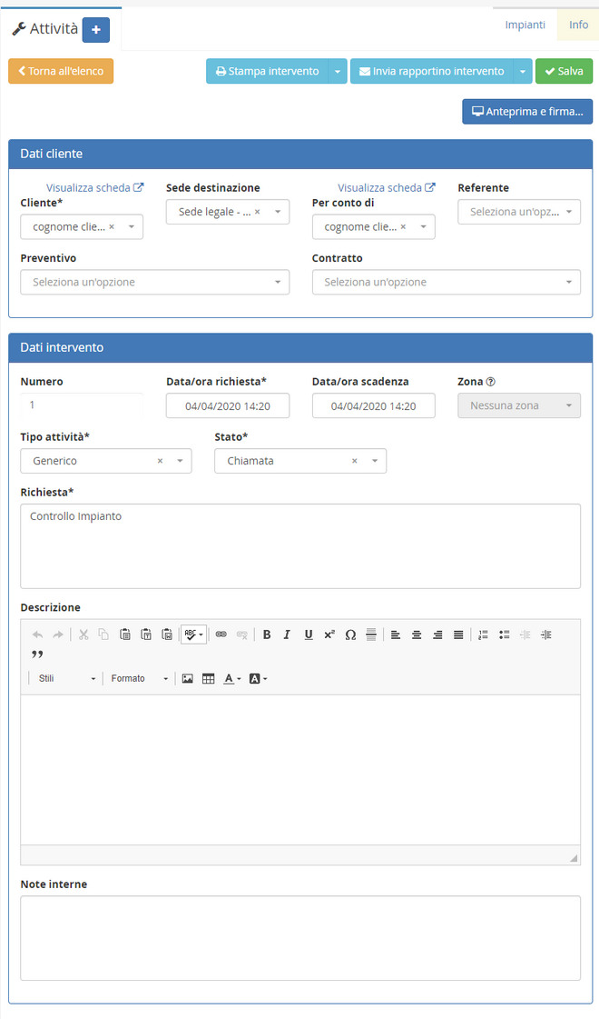 attività di gestione impiantisti ed installatori