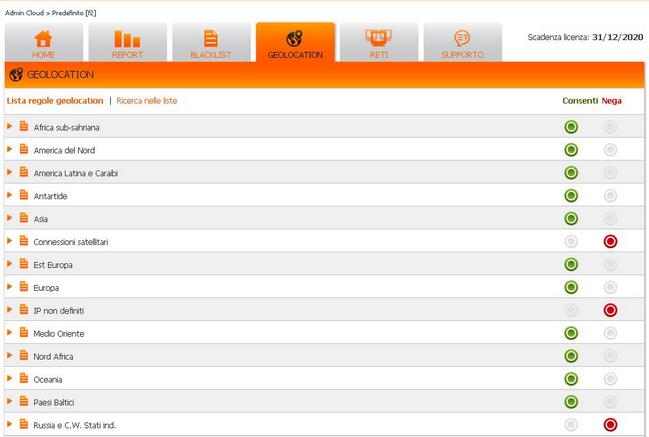 GEOLOCALIZZAZIONE : PAESI CONSENTITI