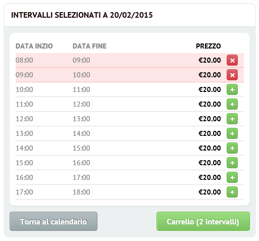 seleziona il giorno della prenotazione