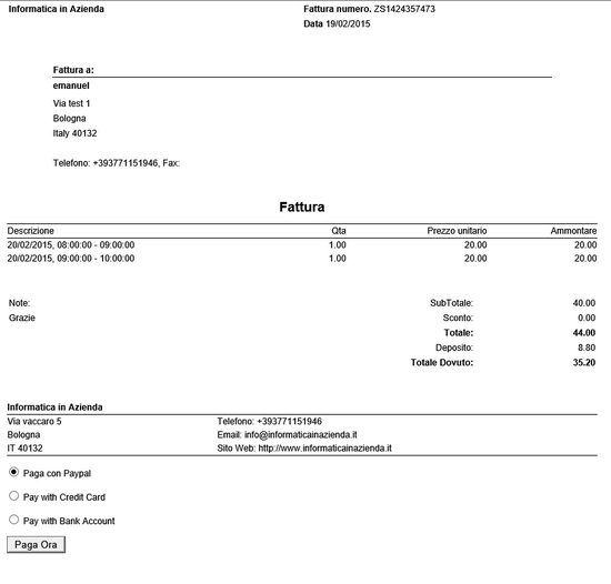 La stampa della fattura