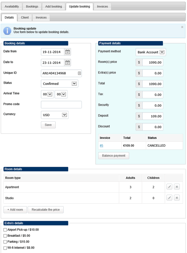 Prenotazione cliente dati