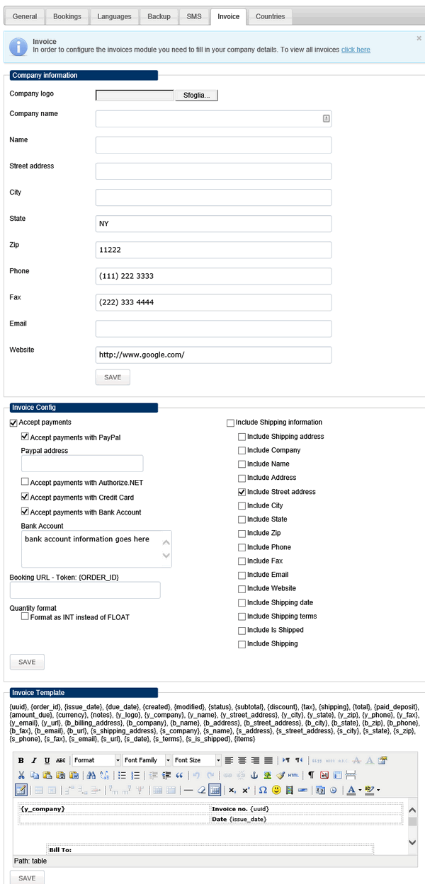 Template fattura con tutte le personalizzazioni possibili anche nella grafica e logo