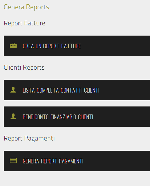 gestione preventivi e fatture con report fatture, lista contatti e rendiconto finanziario