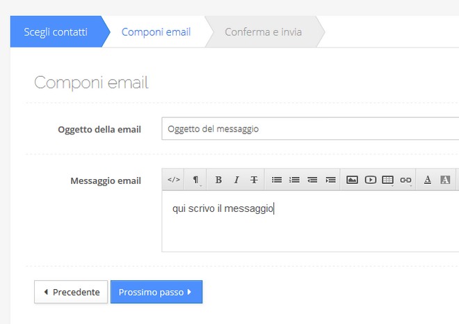 componi messaggio per i clienti