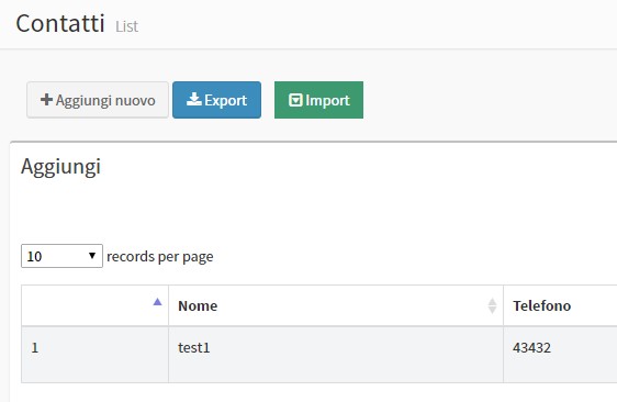 Importazione ed esportazione dei contatti